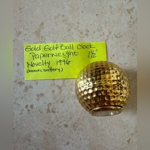 Gold Golf Ball Clock Paperweight